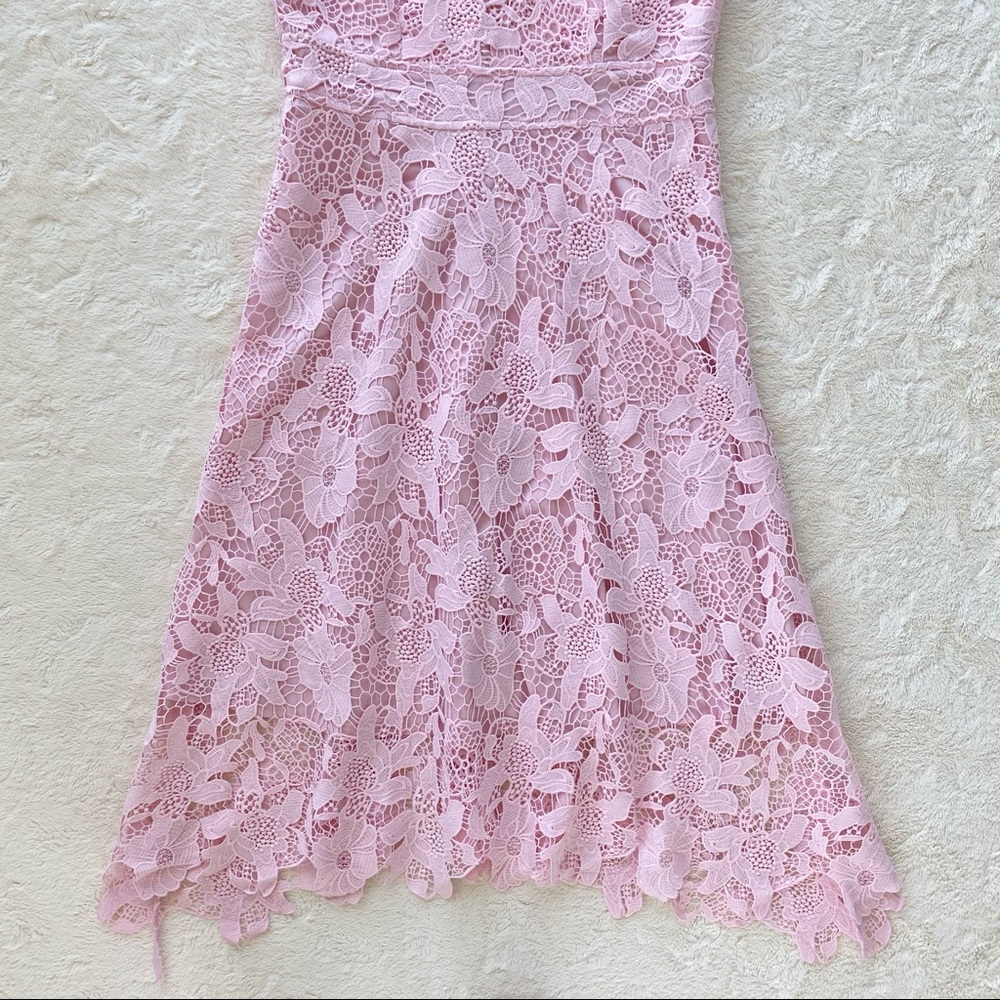 Kimlily pink floral lace asymmetrical hem dress - Picture 11 of 16